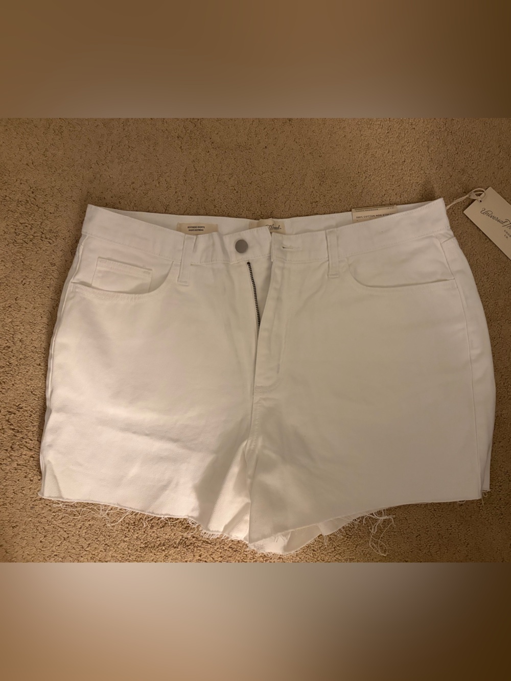 Universal Thread White High-Rise Raw-Hem Denim Shorts